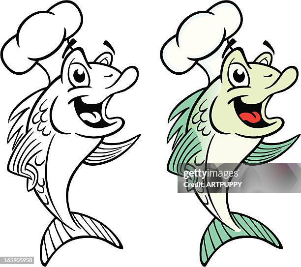 stockillustraties, clipart, cartoons en iconen met fish cook - fish and chips