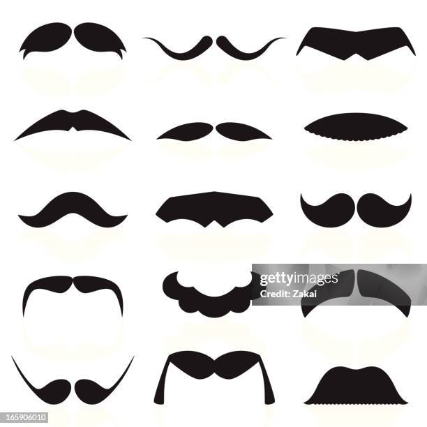 mustaches set 01 - black man shaving stock illustrations