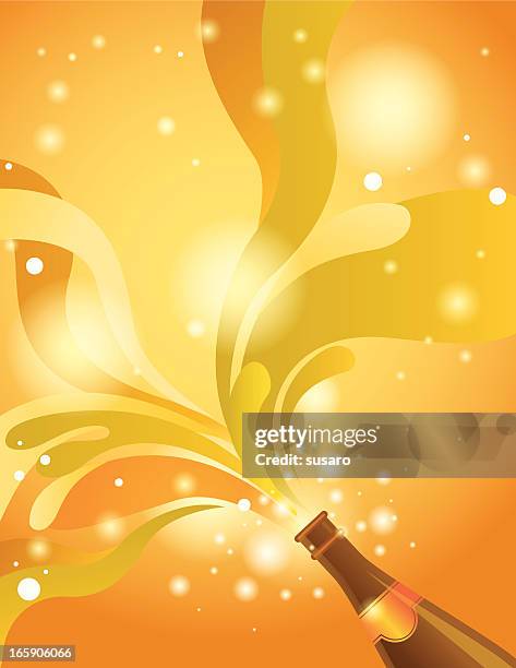 champagne super burst - opening wine bottle stock illustrations
