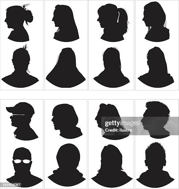 head profile and front - face side profile stock illustrations