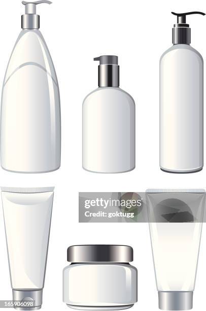 cosmetic containers - plastic container stock illustrations