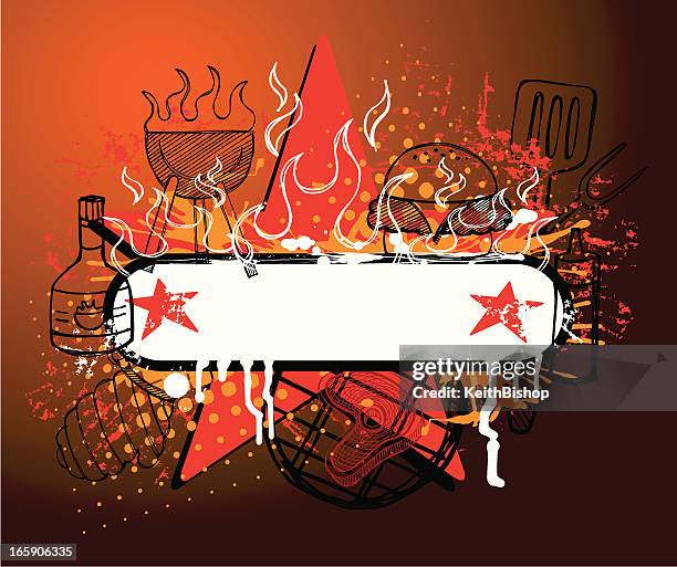 bbq or grilling party invitation - reunion dinner stock illustrations