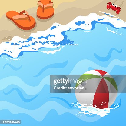 Topview Beach Side with Beach Elements Topview Beach Side with Beach Elements