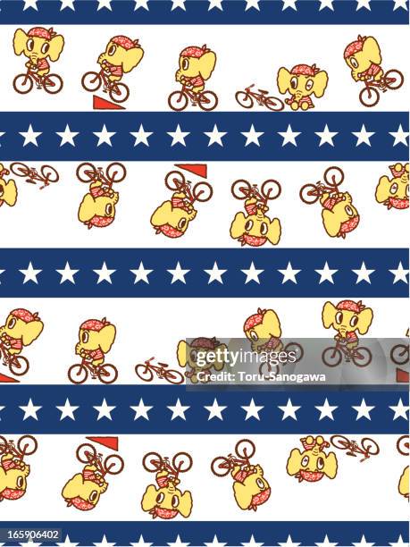 elephant which is on the bicycle - bandana pattern stock illustrations