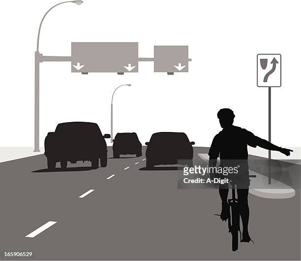 signalling vector silhouette - bike hand signals stock illustrations