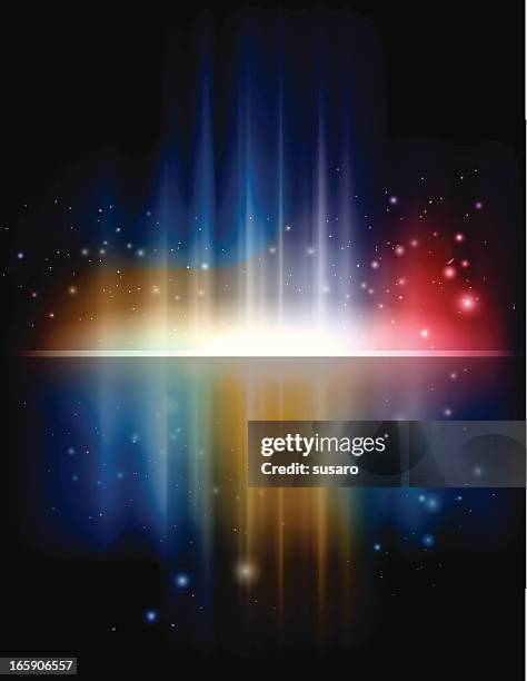 sparkles and a colorful rainbow aurora - disco lights stock illustrations