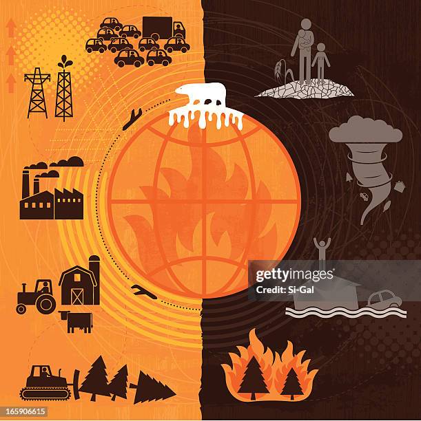 bildbanksillustrationer, clip art samt tecknat material och ikoner med global warming - klimatförändring