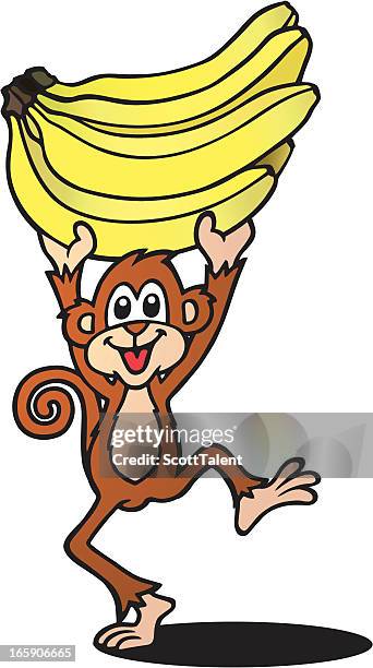 banana monkey - monkey tail stock illustrations