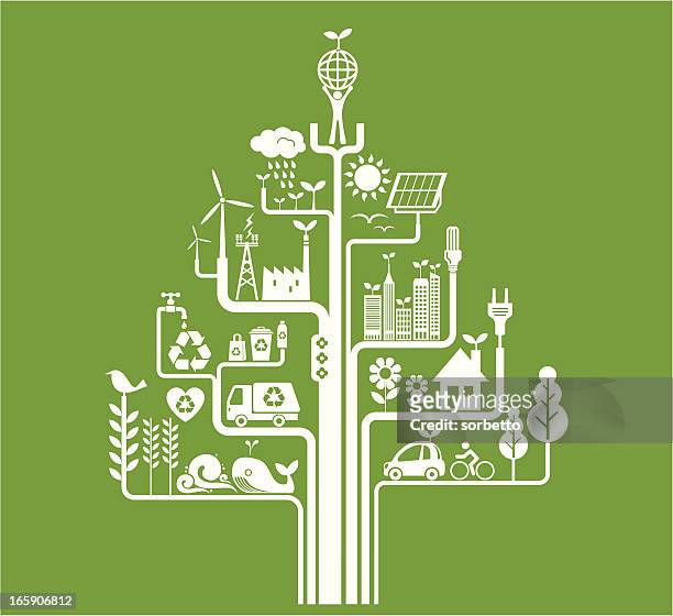 green living - well structure stock illustrations