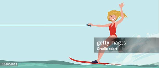 water skiing woman - water skiing stock illustrations