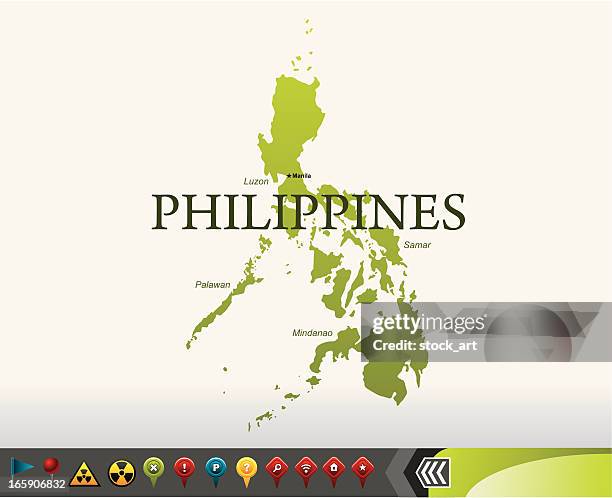 philippines map with navigation icons - philippines stock illustrations