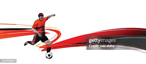 illustrated image of soccer player kicking soccer ball - club soccer stock illustrations