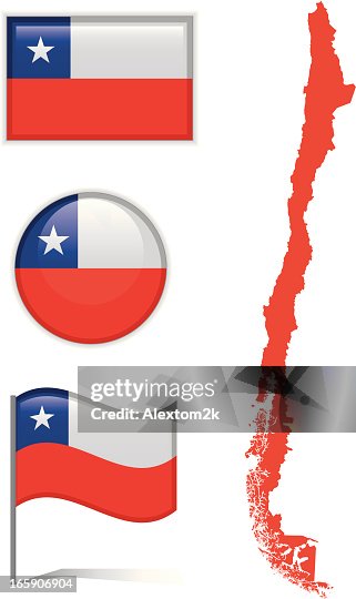 Chile map & flag Chile map & flag
