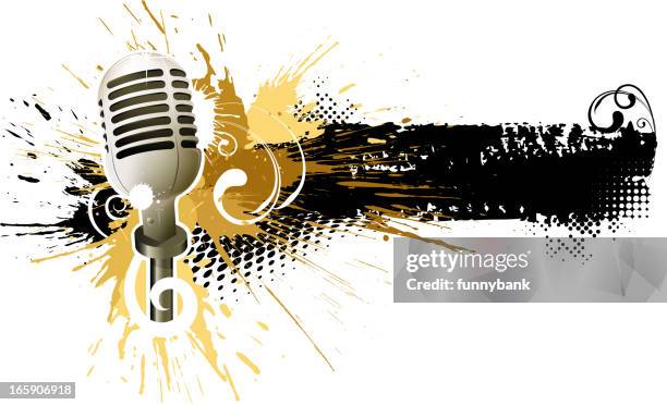 abstract music banner - mic drop stock illustrations