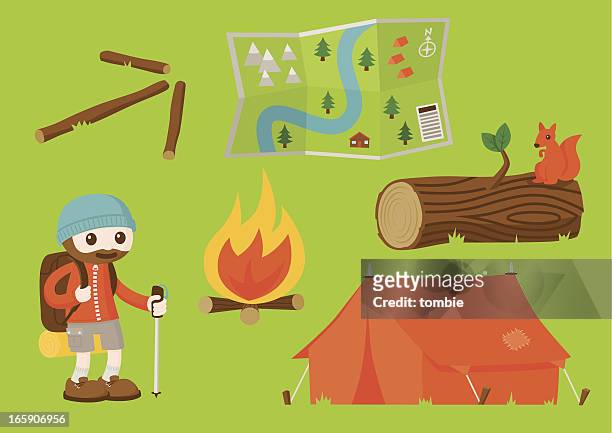 the great outdoors - element set one - orienteering stock illustrations