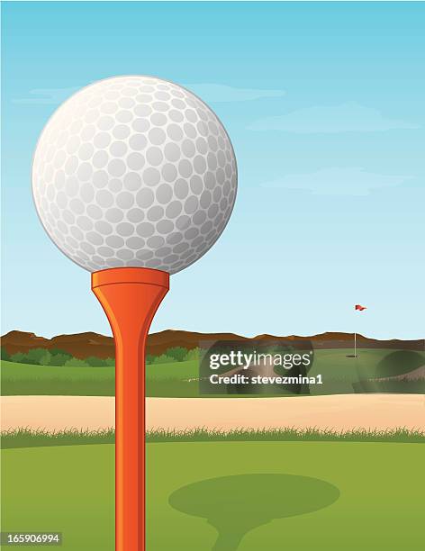 golf ball on tee - mini golf stock illustrations