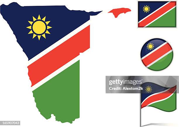 ilustraciones, imágenes clip art, dibujos animados e iconos de stock de mapa bandera & nambia - namibia