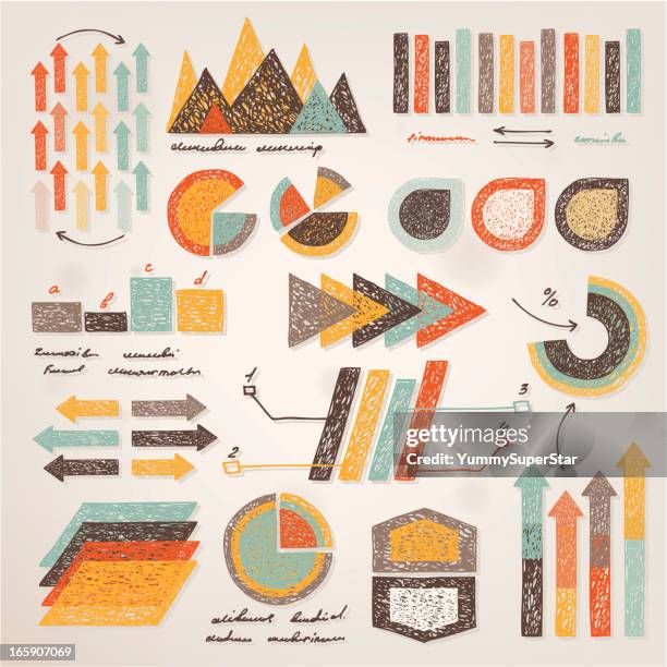hand-drawn elements for infographic - explain computer stock illustrations