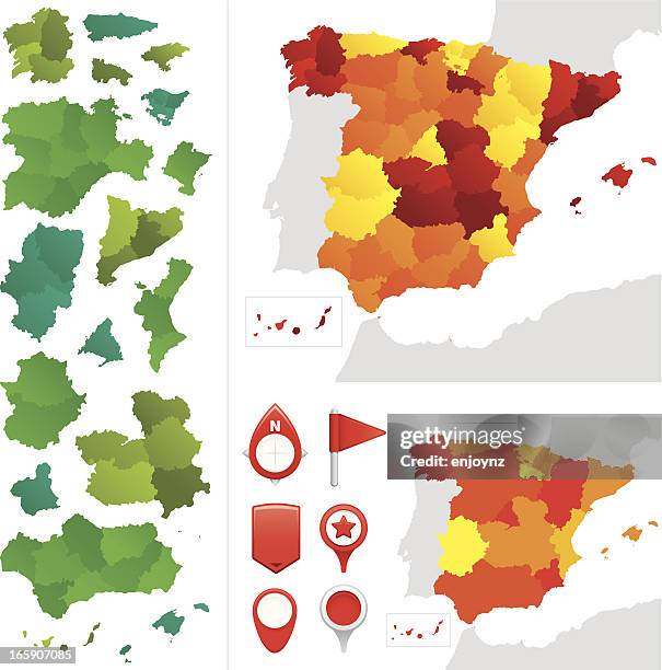 provinces and communities of spain - canary islands stock illustrations