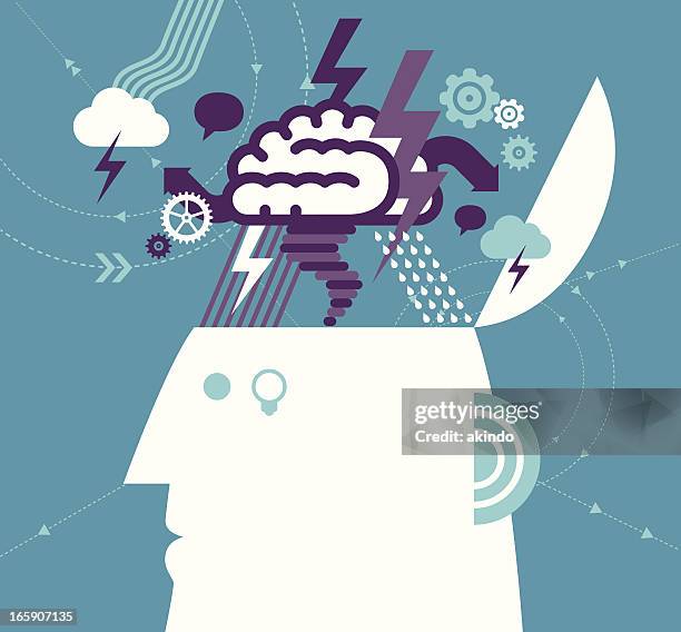 brainstorming - opening head silhouette stock illustrations