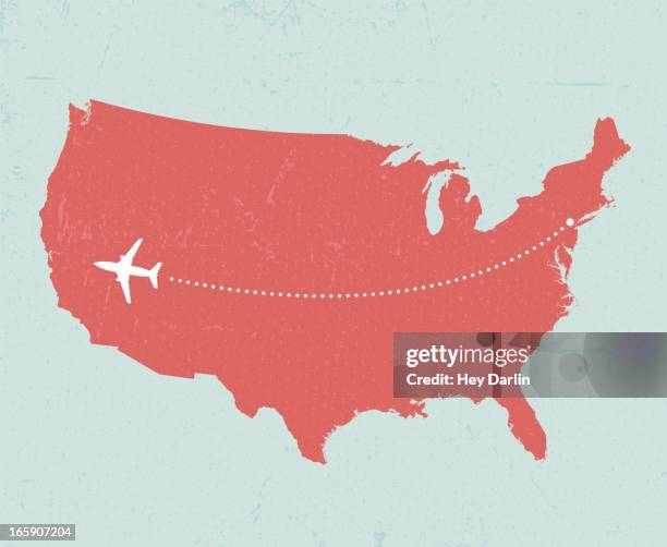 u.s. travel - flight path vector stock illustrations