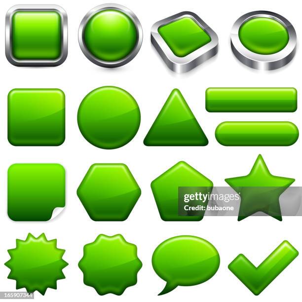 umweltschutz grüne knöpfe super-set - kelly green stock-grafiken, -clipart, -cartoons und -symbole