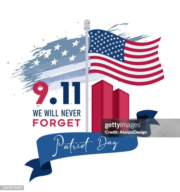 we will never forget. american patriot day banner. september 9/11. - the september 11 attacks stock illustrations
