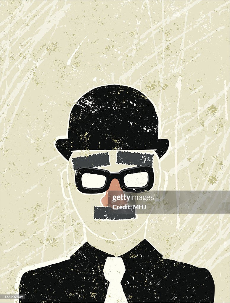 Businessman wearing a Fake nose and glasses