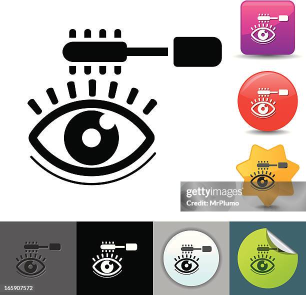 eye make-up icon | solicosi series - makeup brushes isolated stock illustrations