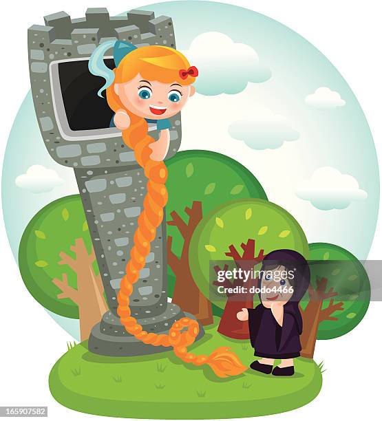 stockillustraties, clipart, cartoons en iconen met princess rapunzel - wang