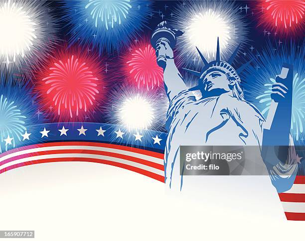 fourth juli - statue of liberty cartoon stock-grafiken, -clipart, -cartoons und -symbole