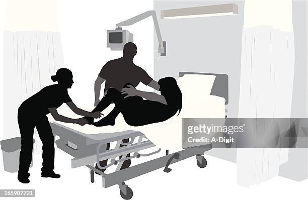 giving birth vector silhouette - childbirth father stock illustrations
