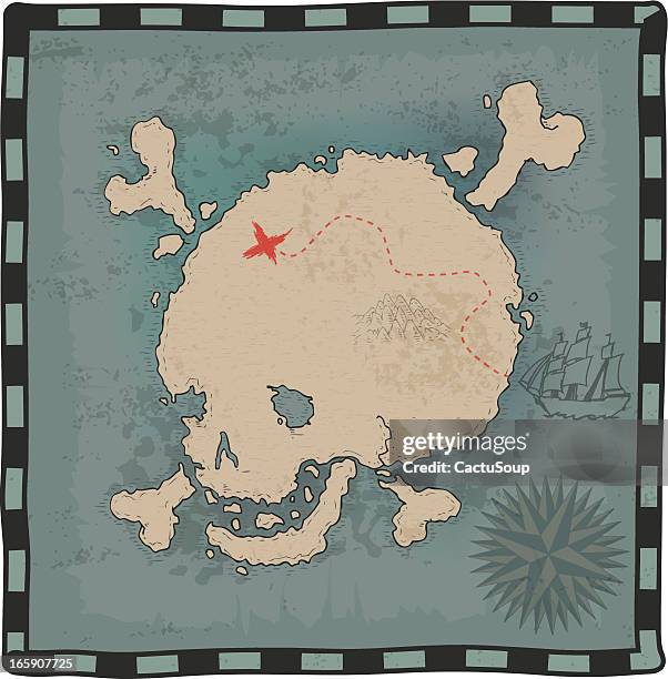 skull map - brigantine stock illustrations