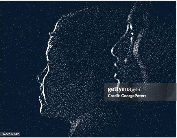 portrait of boy and girl - family watching movie stock illustrations