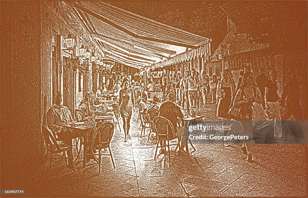 Sidewalk Cafe At Night