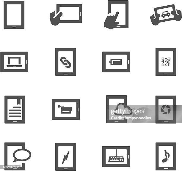 tablet symbols - handheld barcode scanner stock illustrations