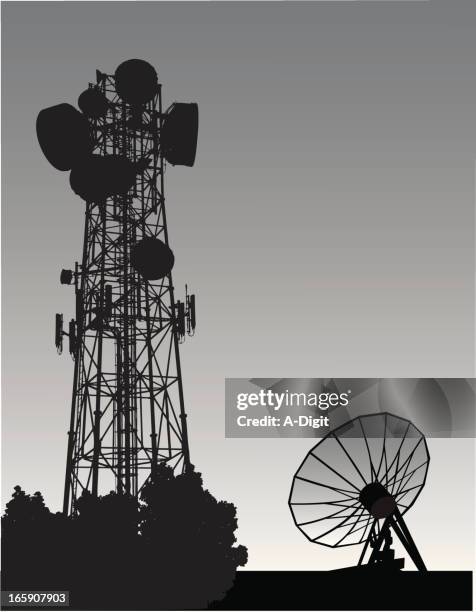 illustrazioni stock, clip art, cartoni animati e icone di tendenza di global - torre di trasmissione a microonde