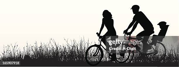 ilustrações de stock, clip art, desenhos animados e ícones de grassycycling - family cycling