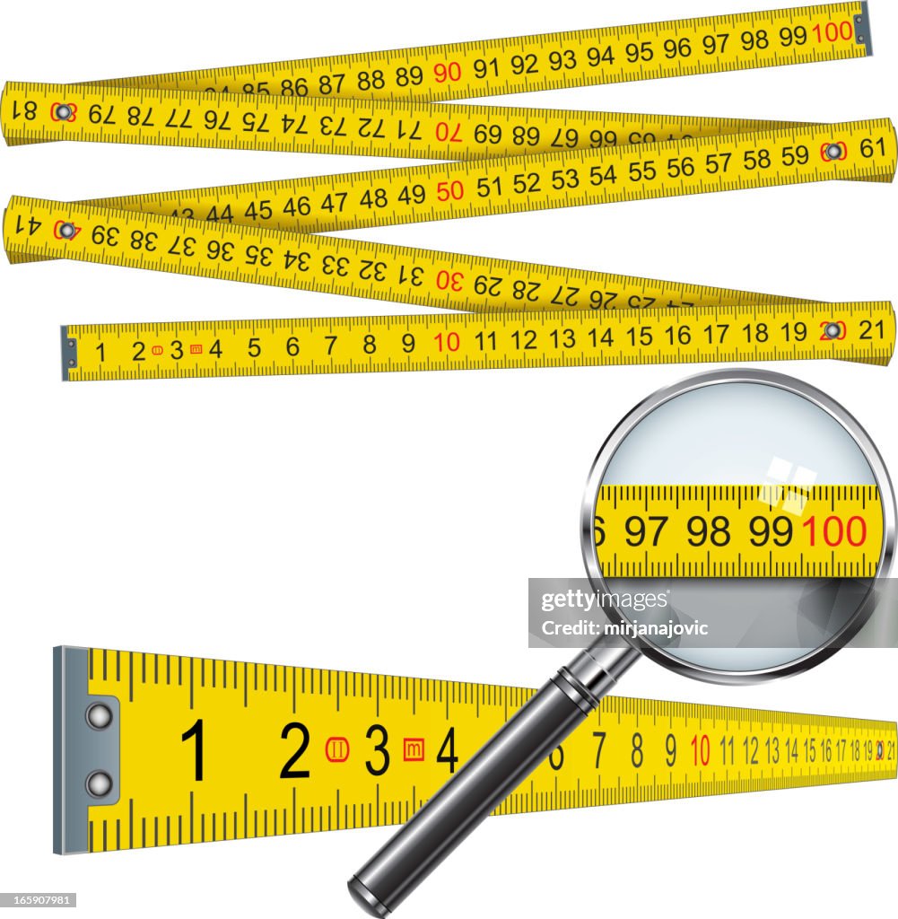 Concept image of measuring tape with magnifying glass