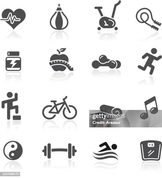 fitness-ikonen - punching bag stock-grafiken, -clipart, -cartoons und -symbole