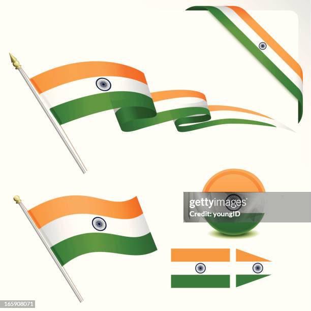 indische flagge - indische flagge stock-grafiken, -clipart, -cartoons und -symbole