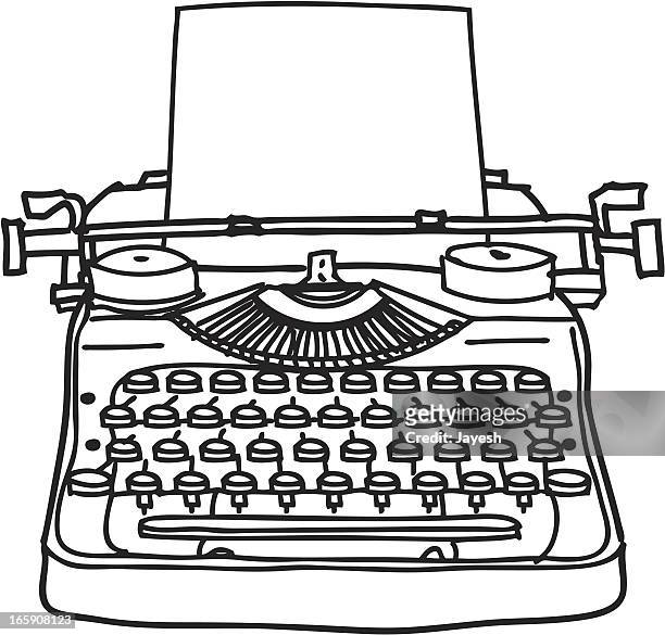 illustrations, cliparts, dessins animés et icônes de machine à écrire line-drawing - caractère d'imprimerie