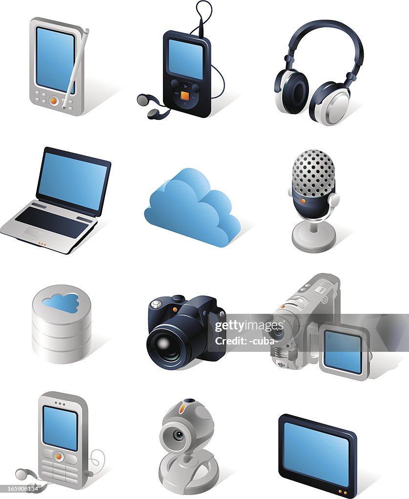 Isométricos iconos de dispositivos de red