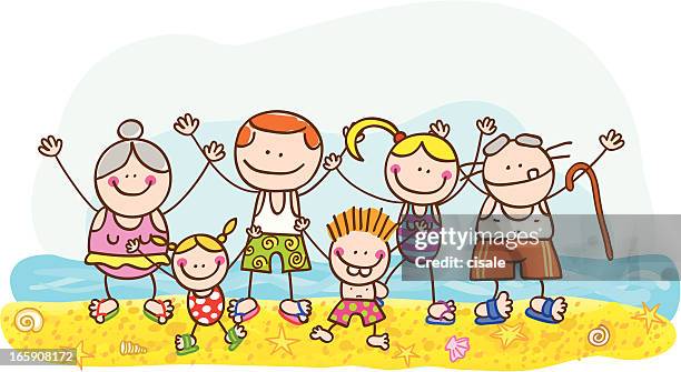 summer family - senior water women stock illustrations