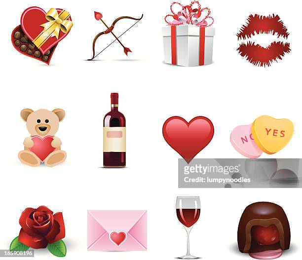 set of valentine's day celebration icons - word of mouth stock illustrations