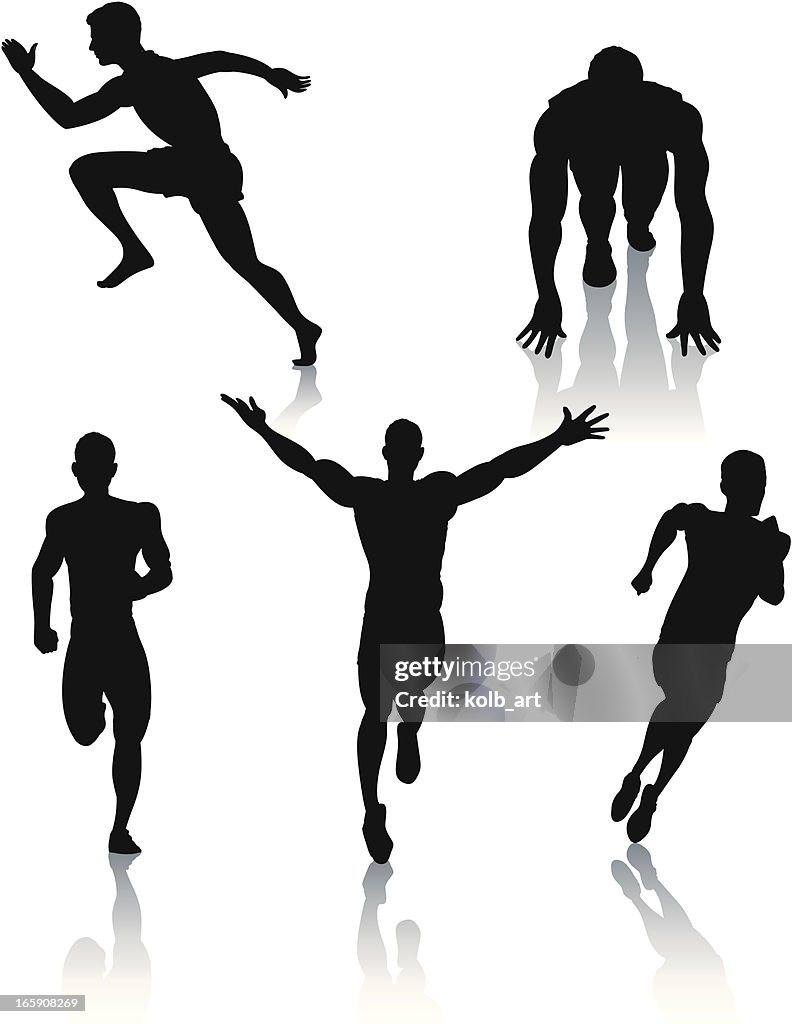 Silhouettes of men sprinting