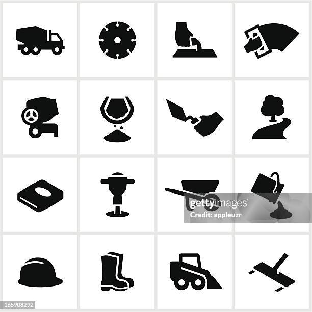 stockillustraties, clipart, cartoons en iconen met black concrete work icons - cement