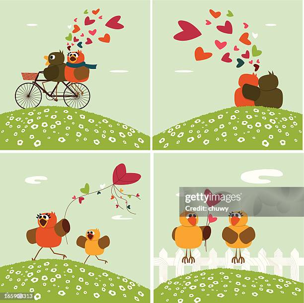 valentine's birds - couple springtime stock illustrations