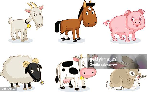 ilustrações, clipart, desenhos animados e ícones de farmyard animais - animal de trabalho