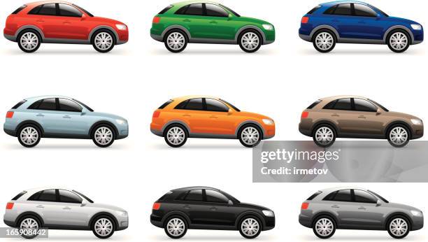 ilustrações de stock, clip art, desenhos animados e ícones de vetor de carro - veículo com carroçaria de dois volumes com três ou cinco portas